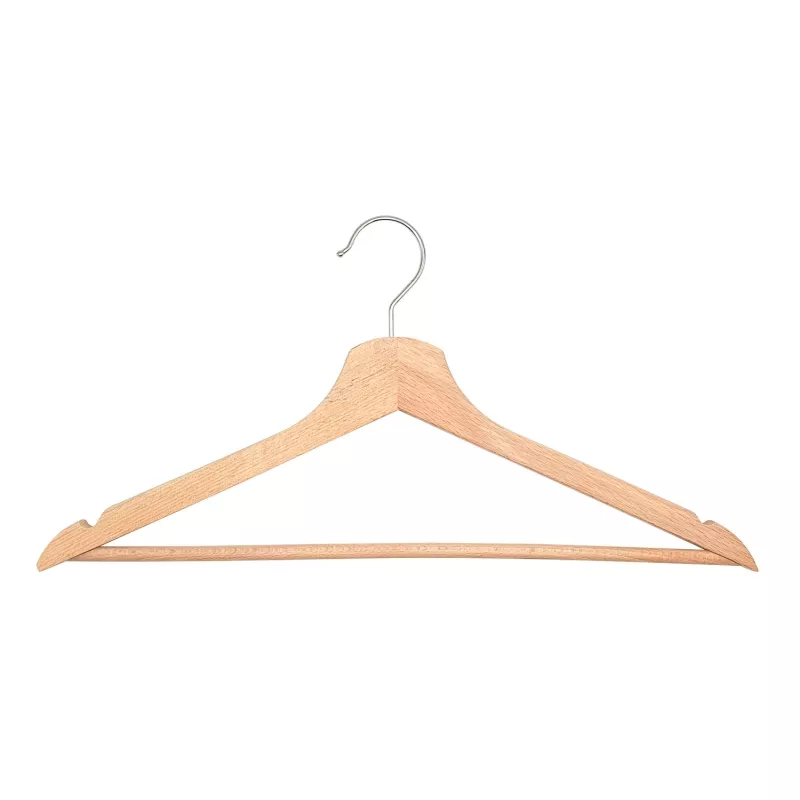 Cintre en hêtre laqué, avec encoches et barre lisse