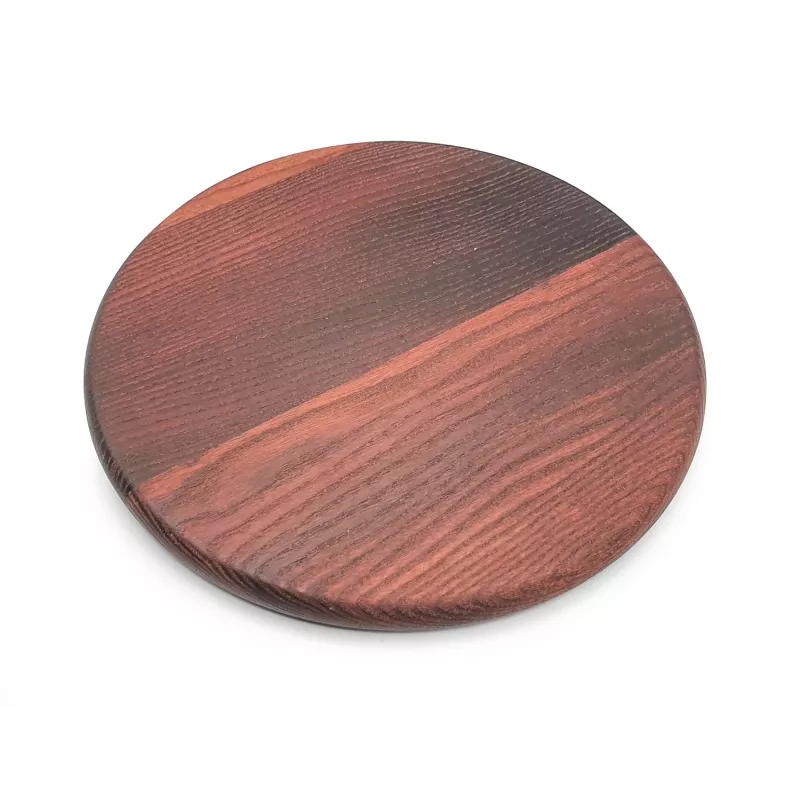 Planche à découper ronde en frêne thermo-chauffé diamètre 22 cm