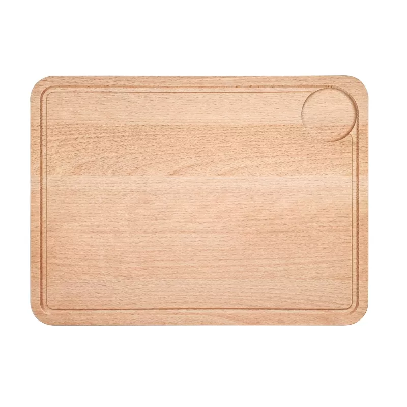 Planche à découper avec rainure et récupérateur de jus, en hêtre