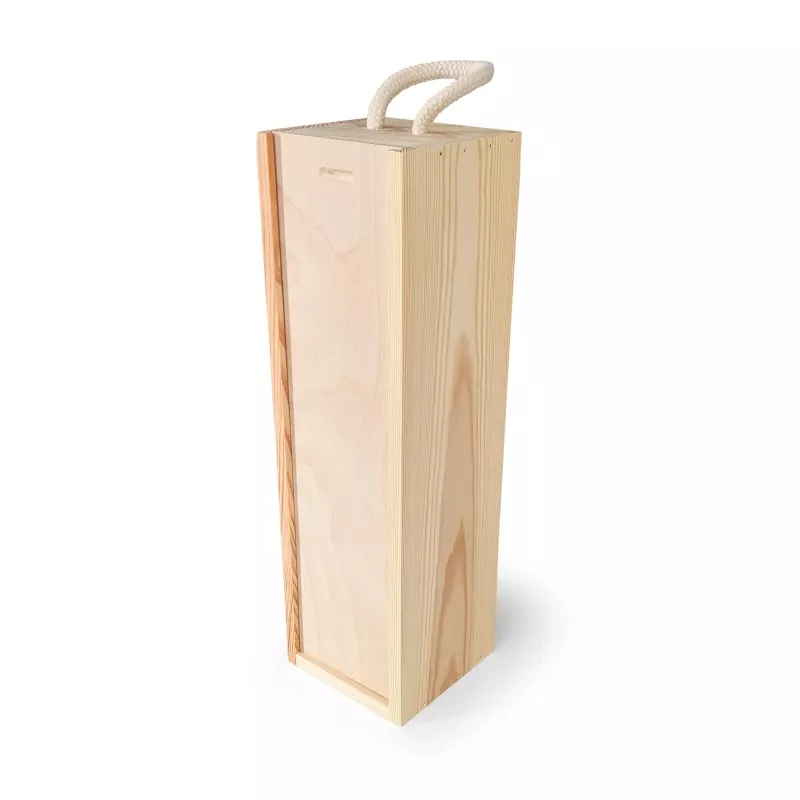 Boite à vin 1 bouteille avec poignée et ouverture coulissante, en bois de bouleau