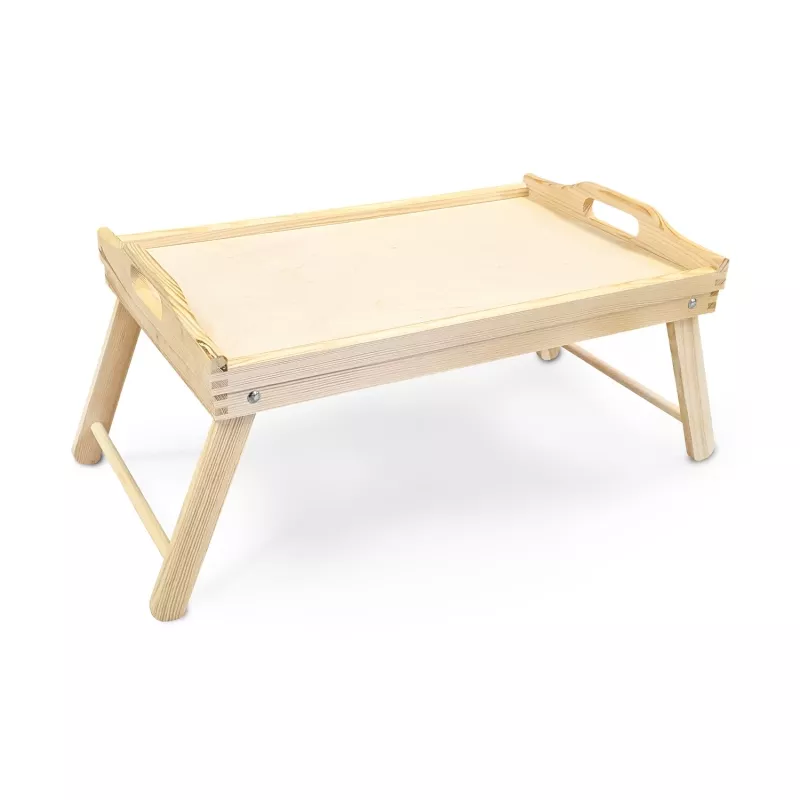 Plateau en pin avec pieds pliables et poignées