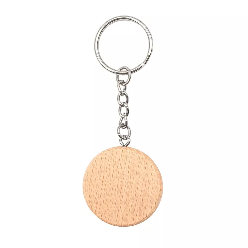 Porte clés rond en hêtre diam. 3,5cm