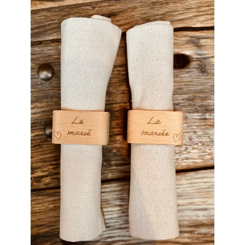 Rond de serviette en hêtre, carré