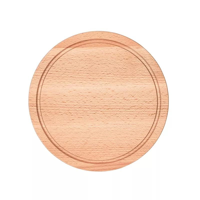 Planche à découper ronde en hêtre, avec rainure à jus