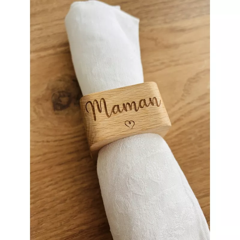 Rond de serviette en hêtre, carré