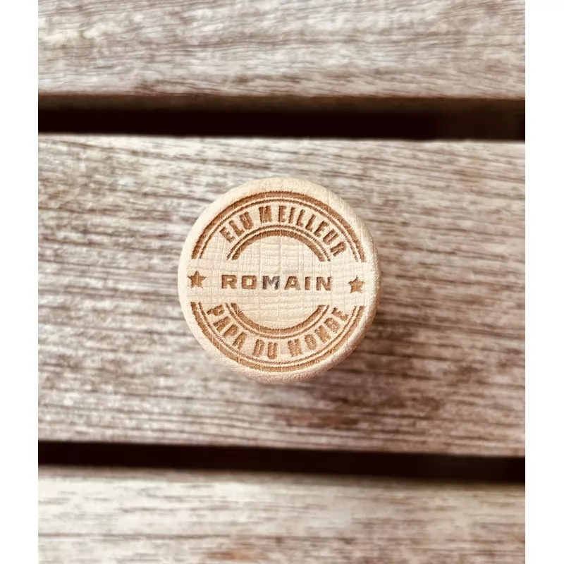 Bouchon tête en hêtre et corps en liège naturel pour bouteille de vin