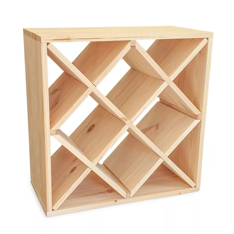 Casier en pin 12 compartiments pour bouteilles 48x48 cm