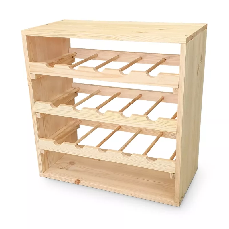 Casier en pin 15 compartiments pour bouteilles 48x48 cm