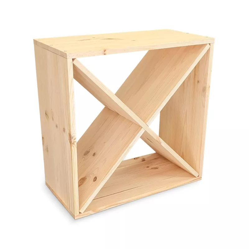 Casier en pin 4 compartiments pour bouteilles 48x48 cm