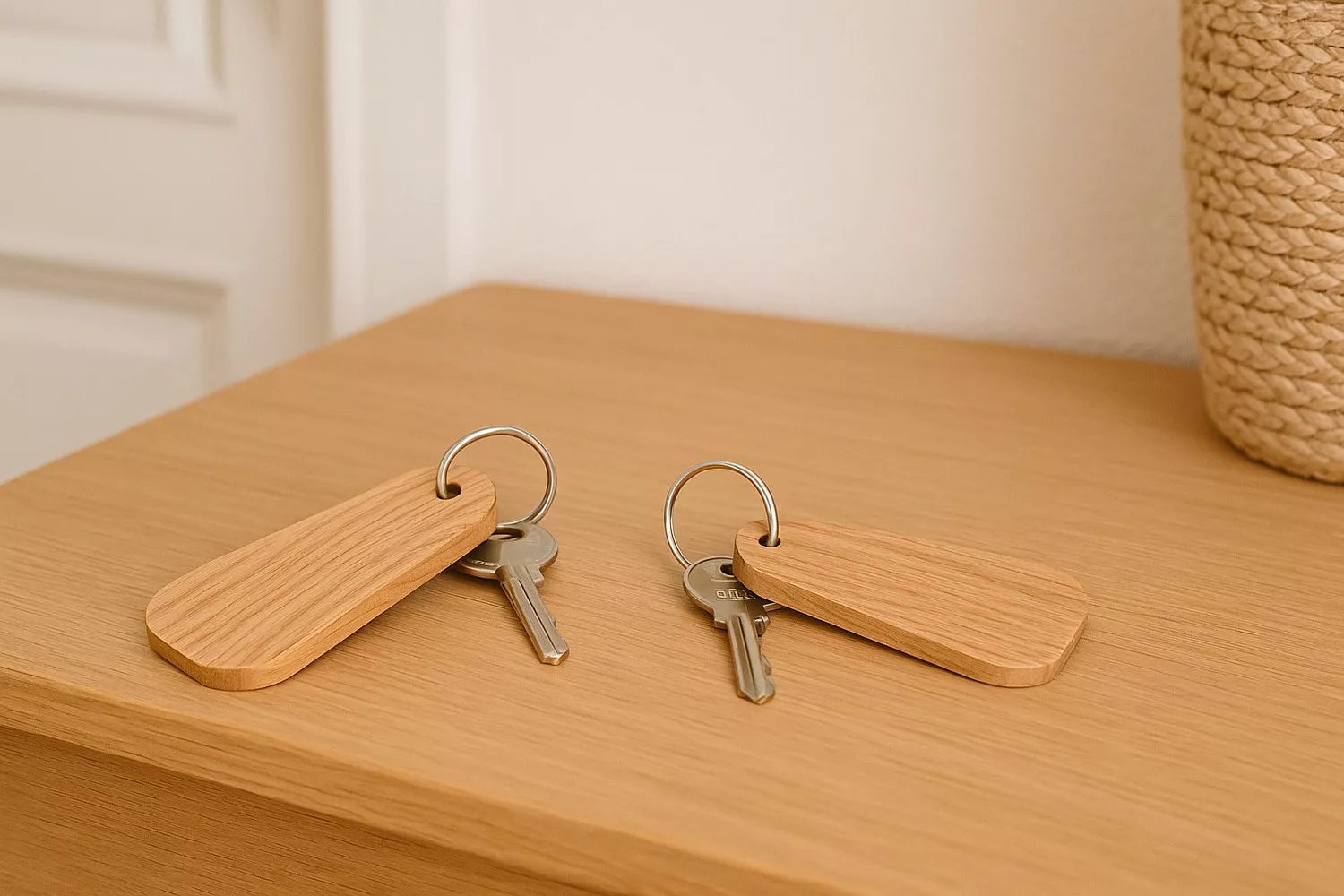 Porte clé chambre en chêne