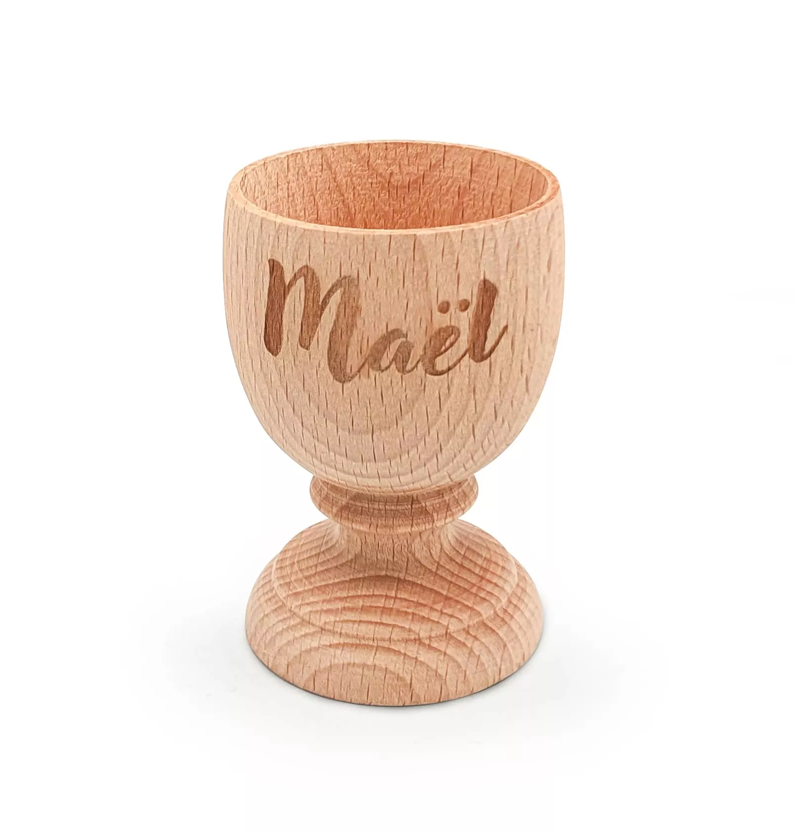 Coquetier en hêtre brut