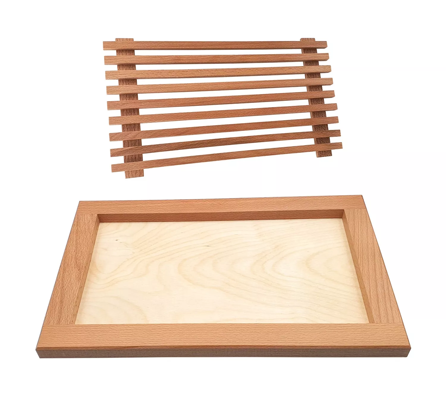 Planche à pain rectangulaire avec grille amovible en hêtre