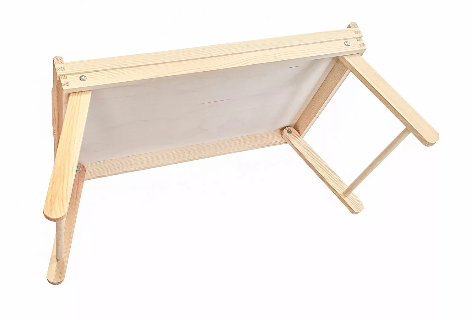 Plateau en pin avec pieds pliables et poignées