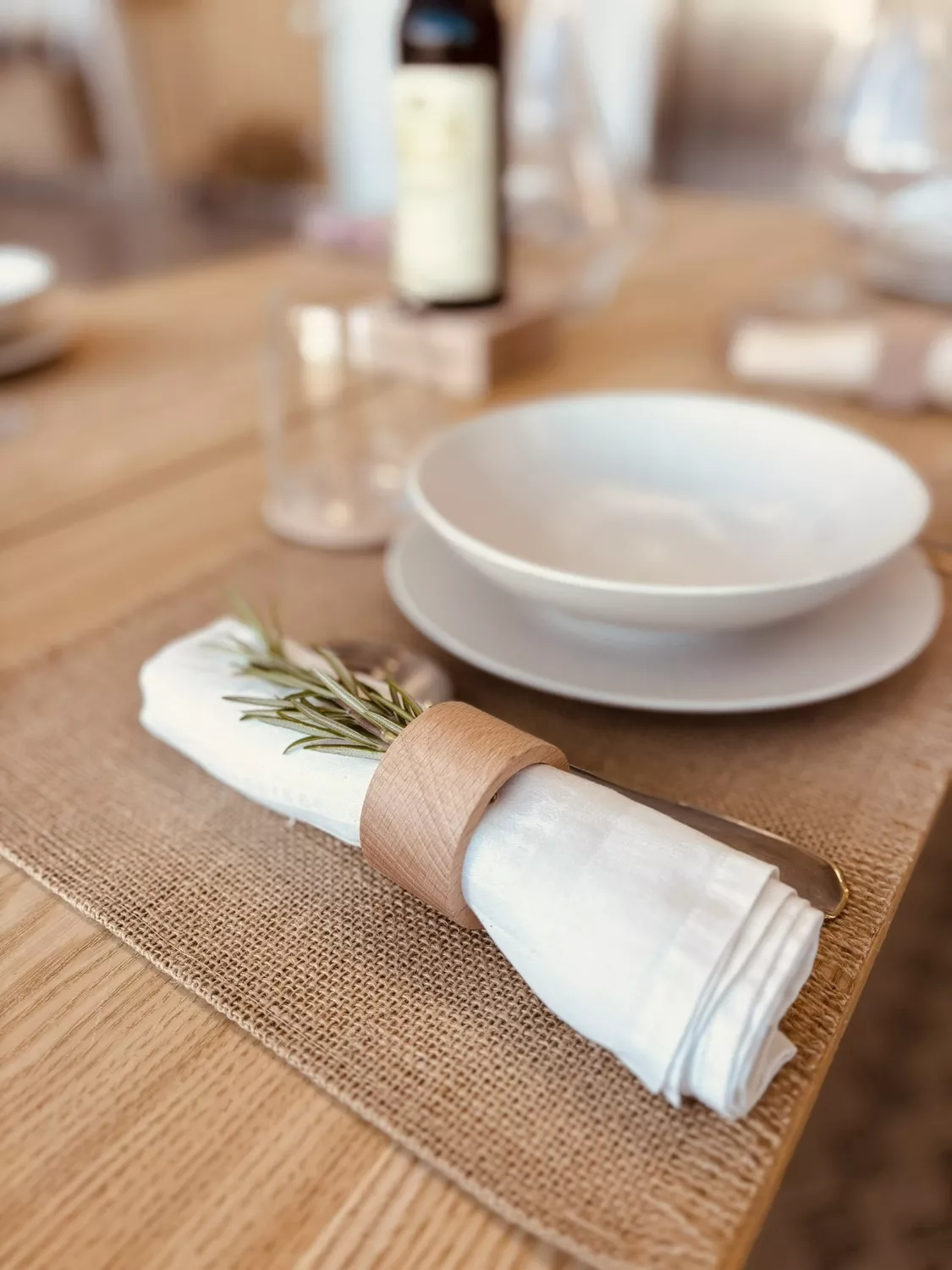 Rond de serviette en hêtre, rond