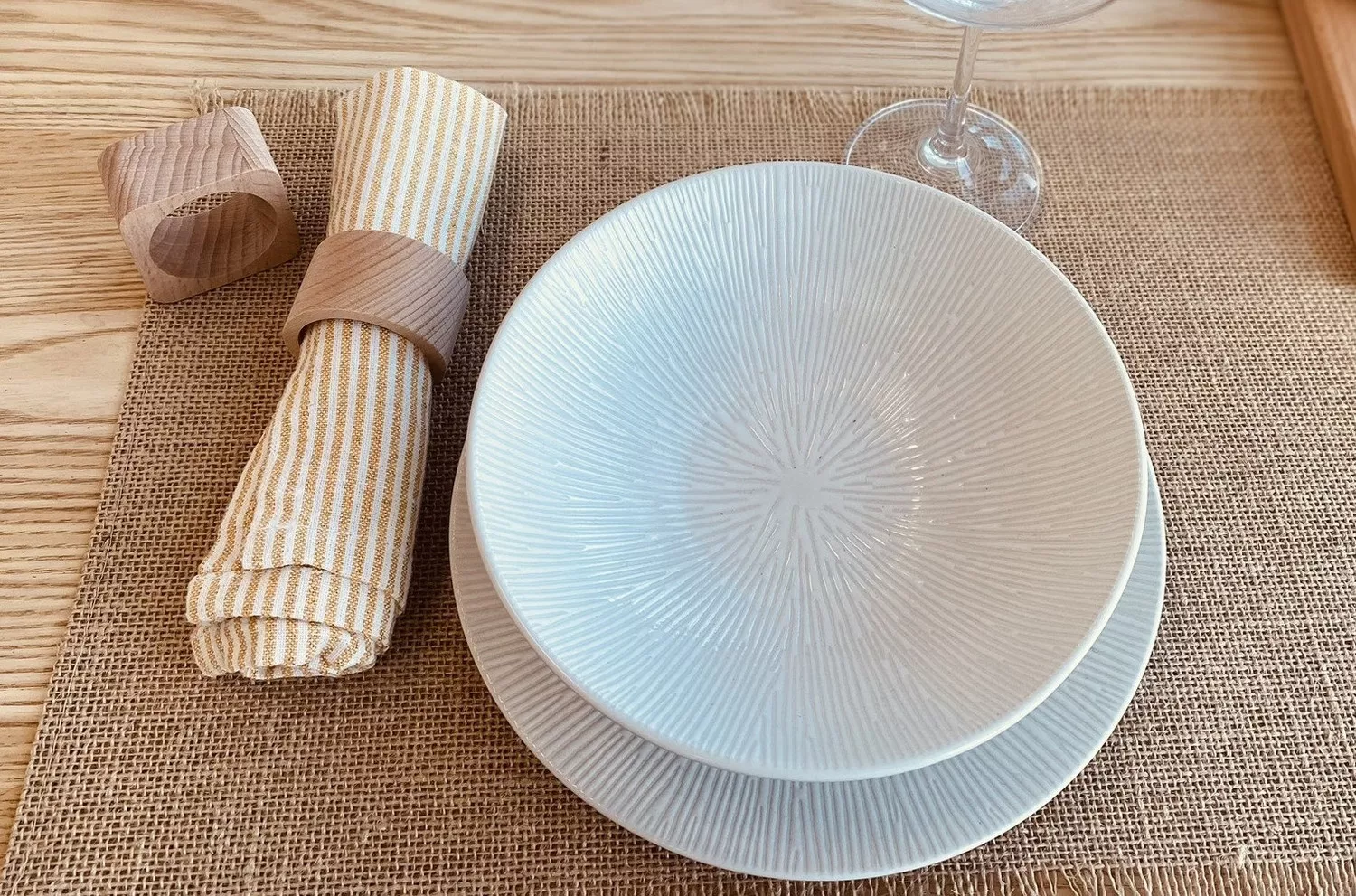 Rond de serviette en hêtre, rond