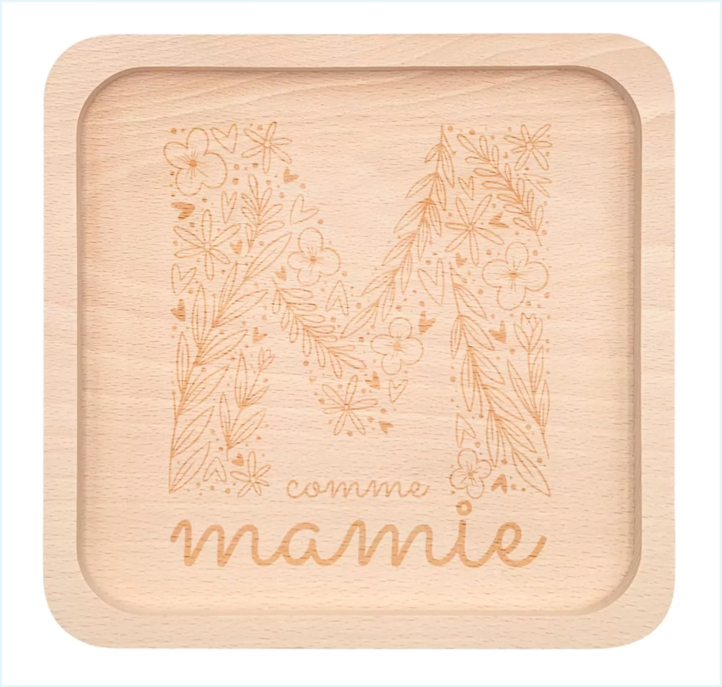 Plateau carré en hêtre brut