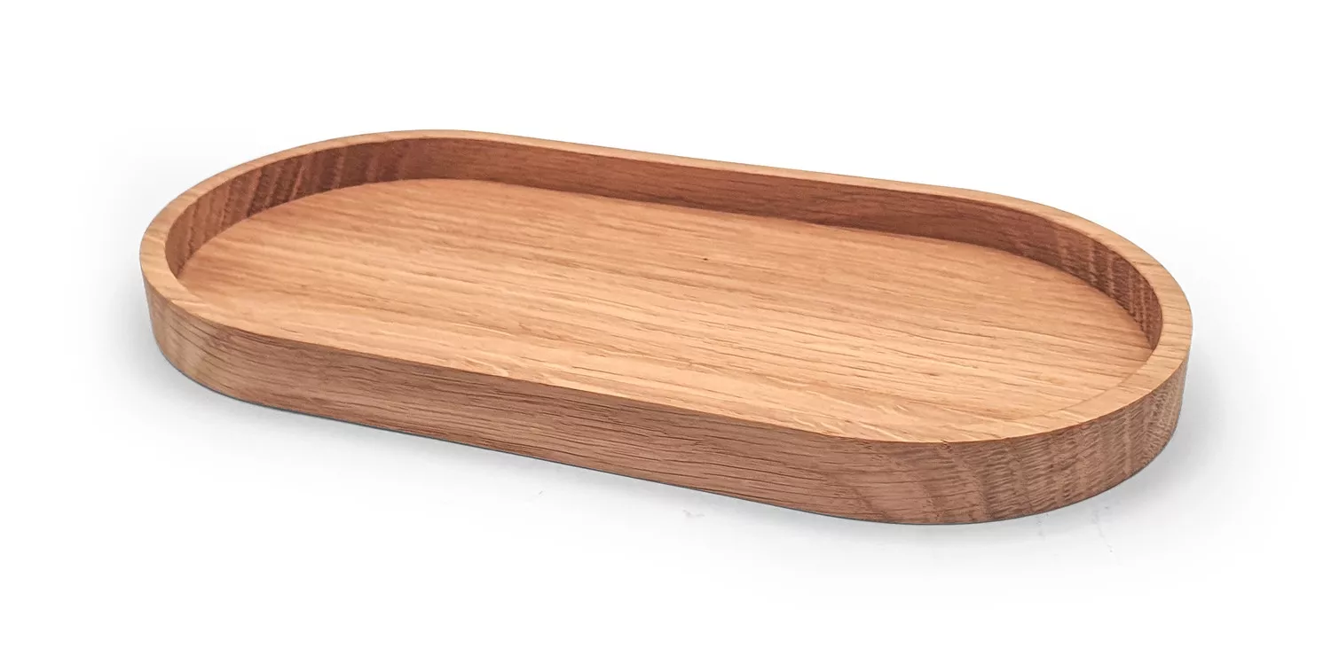 Plateau décoratif ovale en chêne