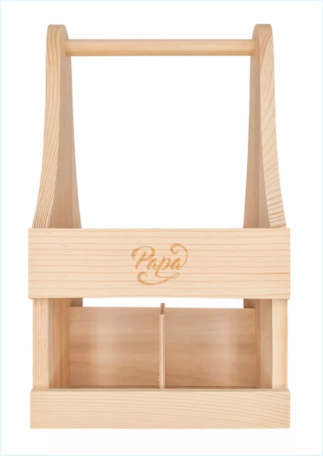 Porte-bouteilles en pin, avec poignée pour bouteilles 33 cl