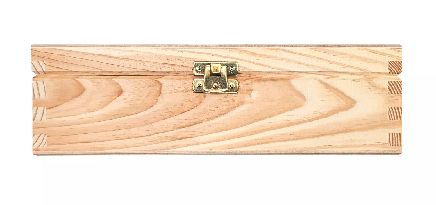 Boite rectangulaire en contreplaqué de bouleau et tilleul avec fermoir doré