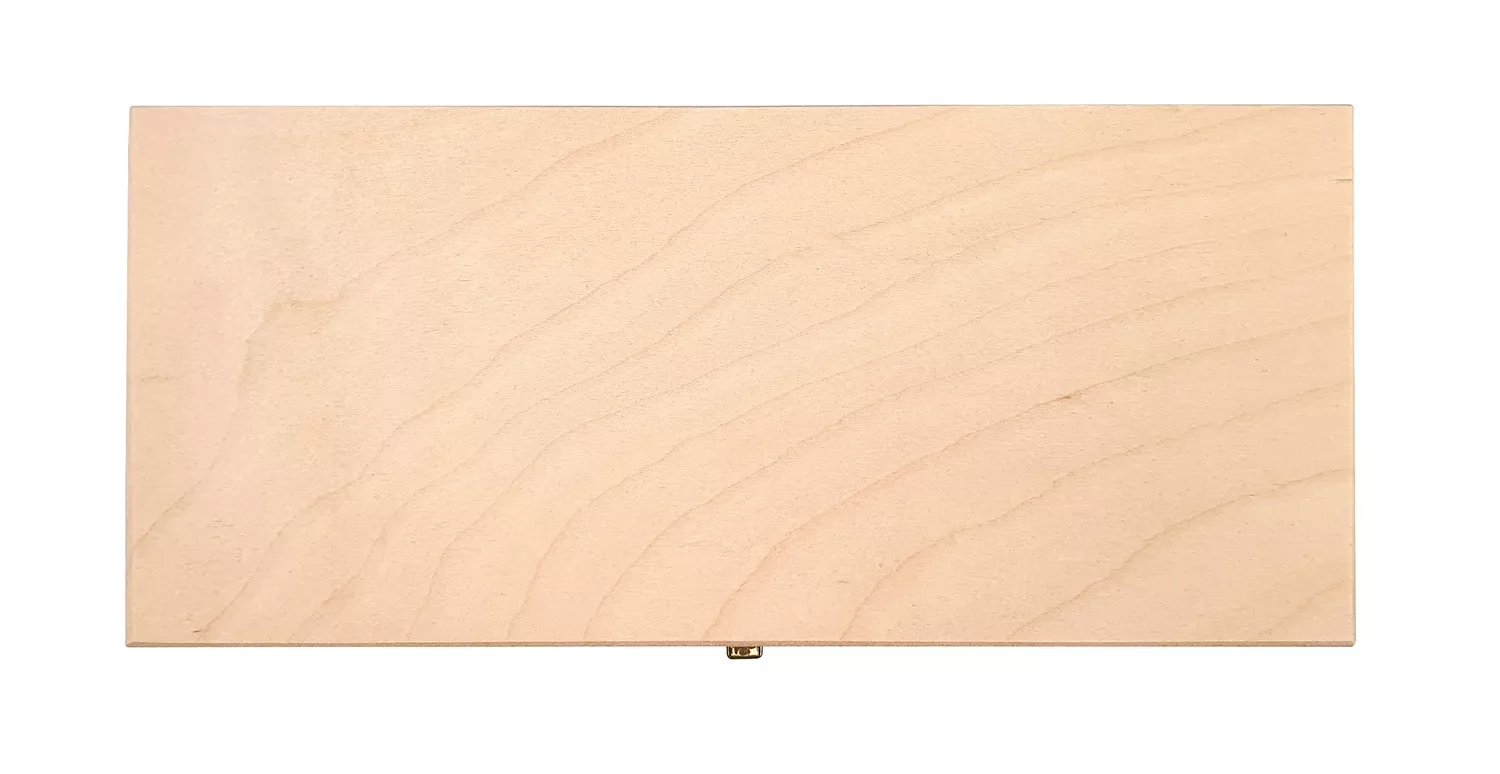 Boite rectangulaire en contreplaqué de bouleau et tilleul avec fermoir doré