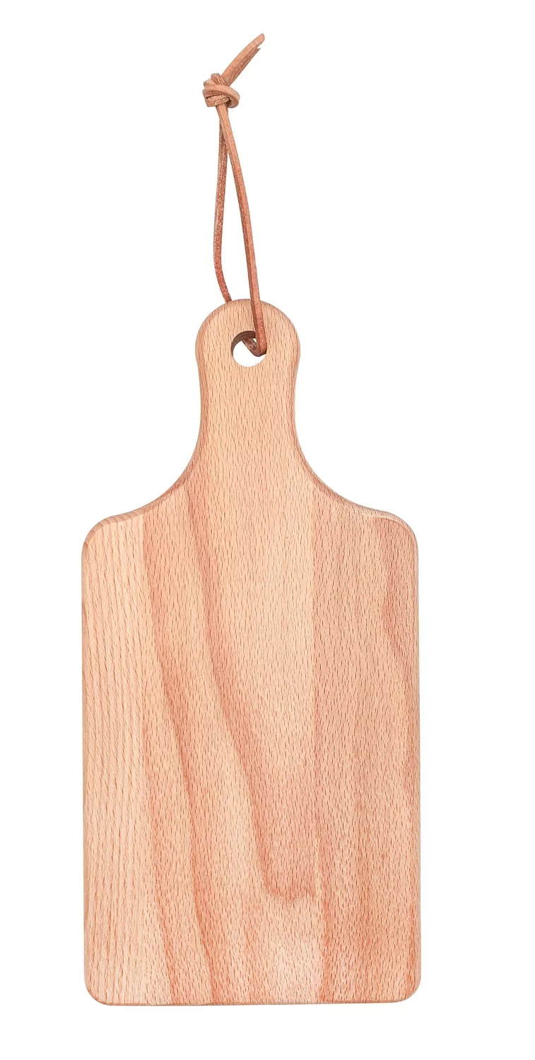 Planche à découper en hêtre avec poignée et lien