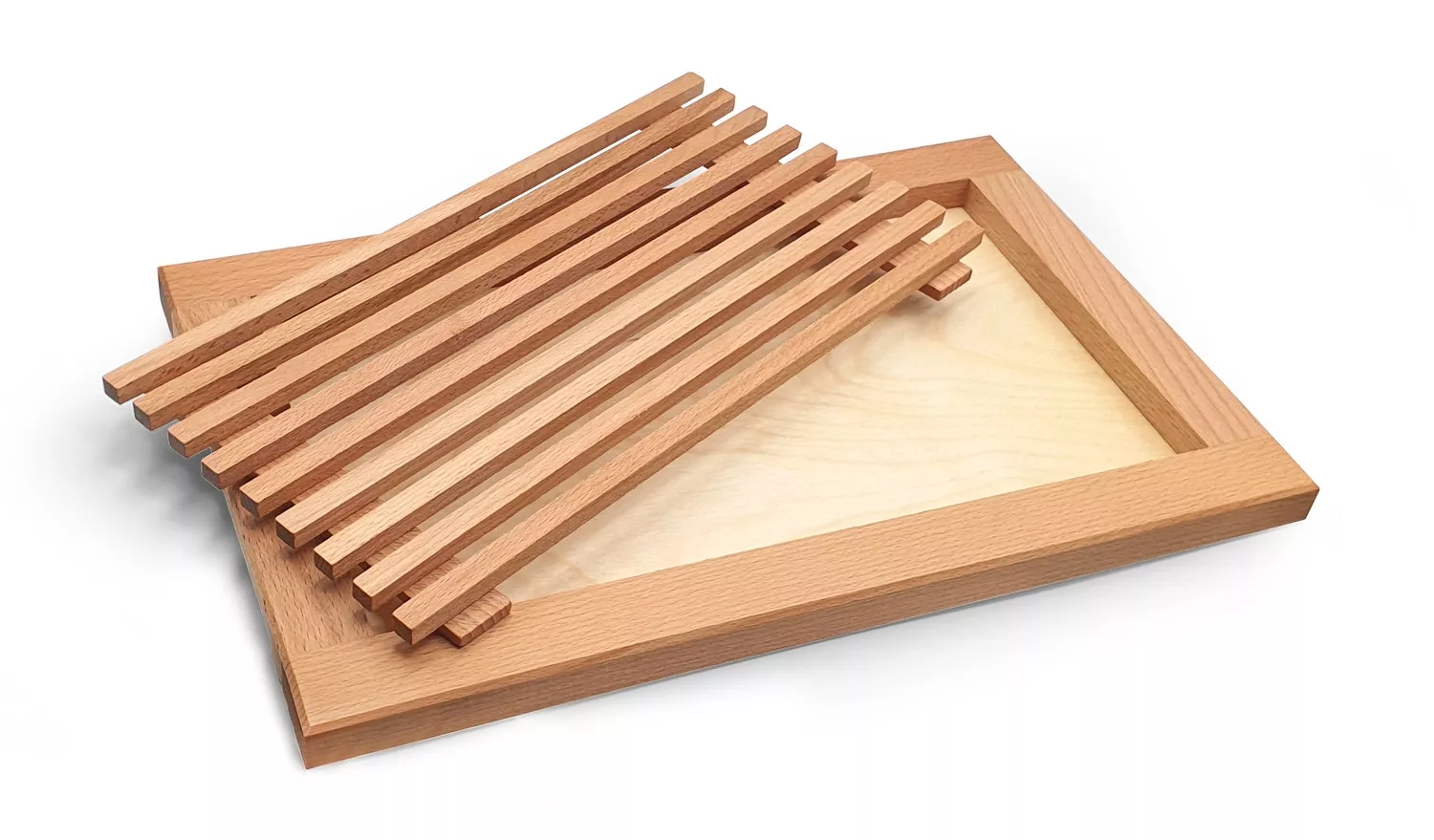 Planche à pain rectangulaire avec grille amovible en hêtre