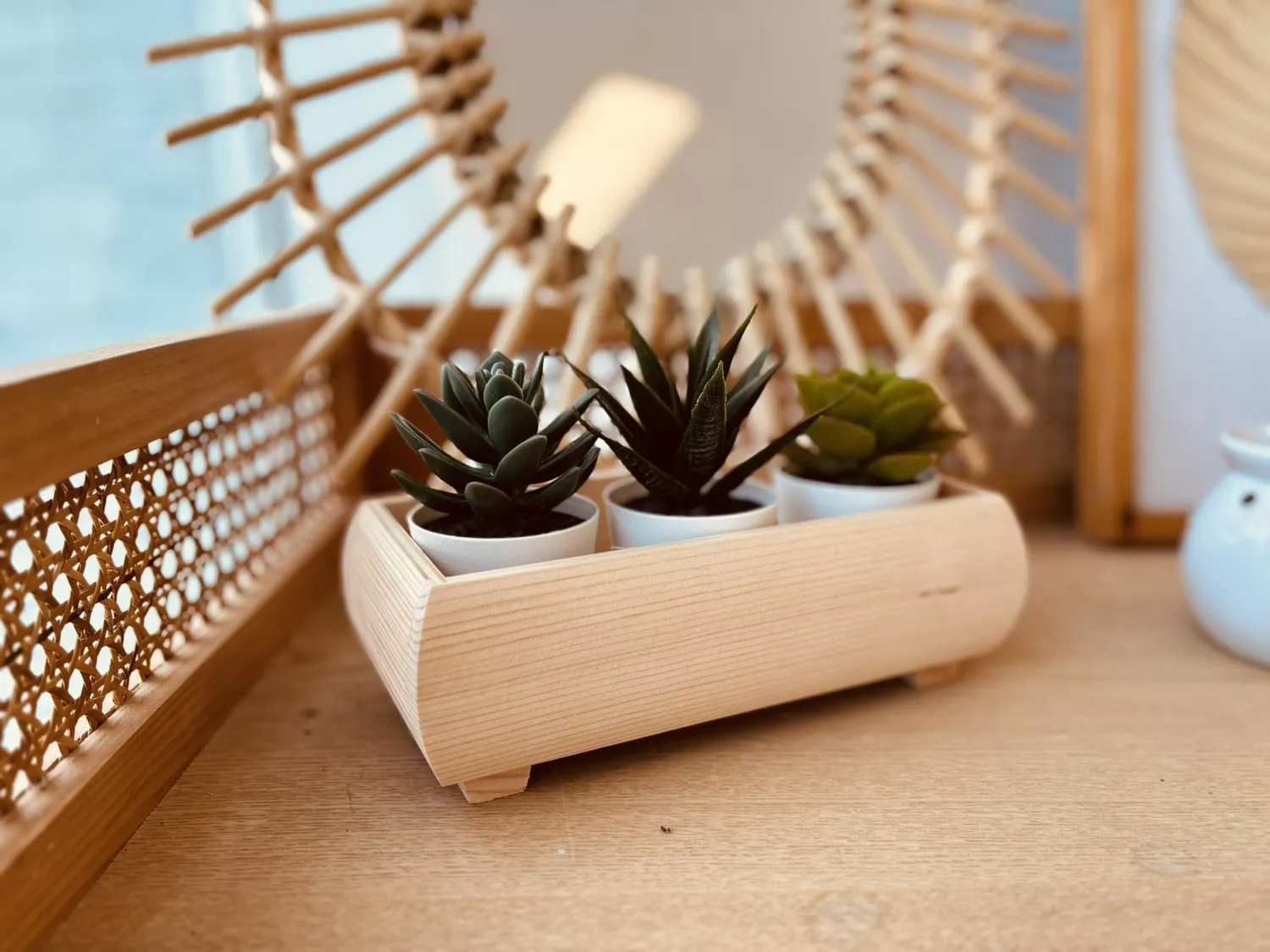 Pot de fleurs en pin, rectangulaire