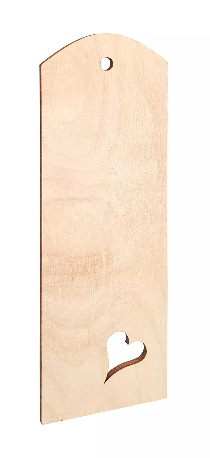 Marque-page en contreplaqué avec découpe coeur
