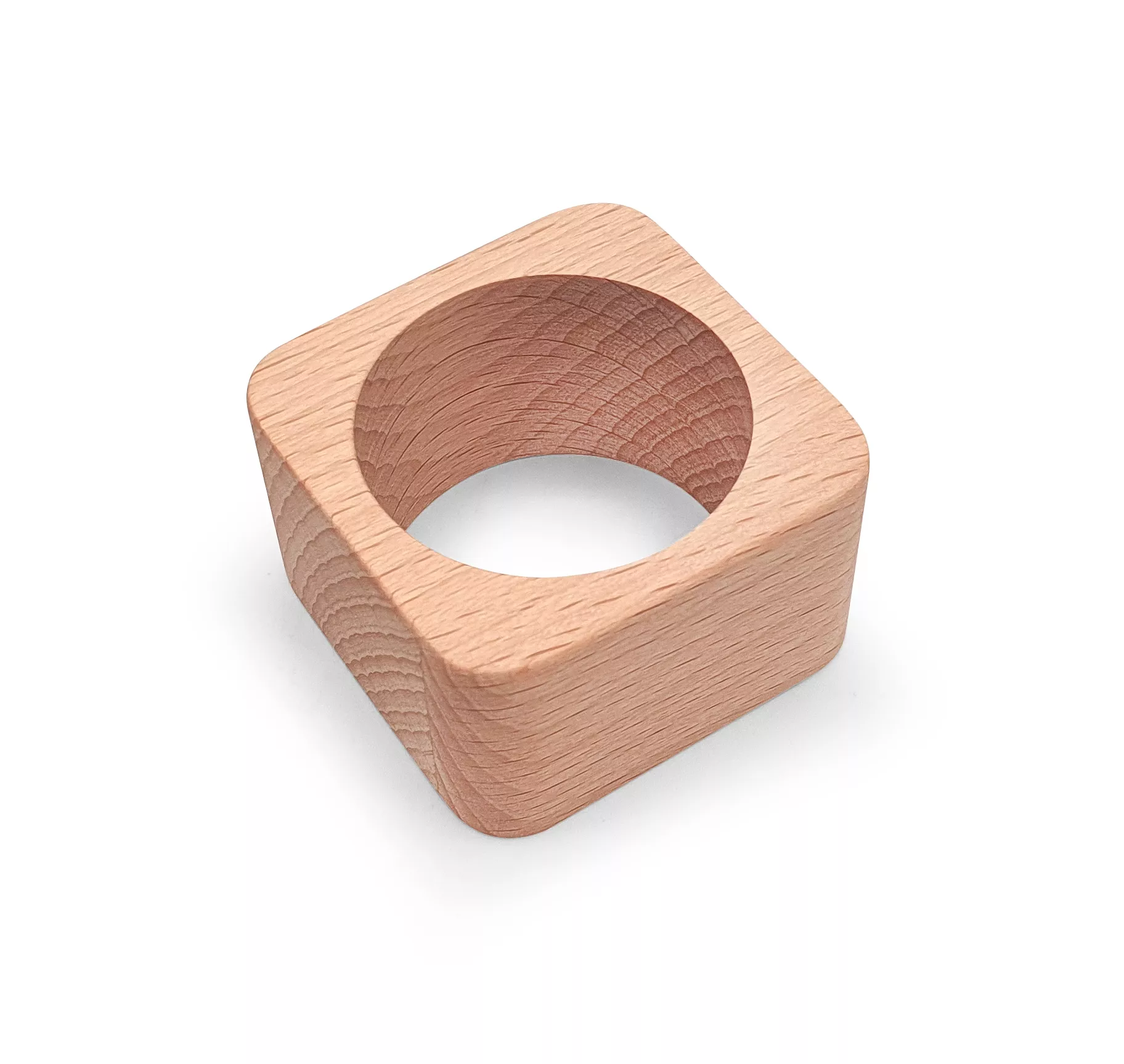 Rond de serviette en hêtre, carré