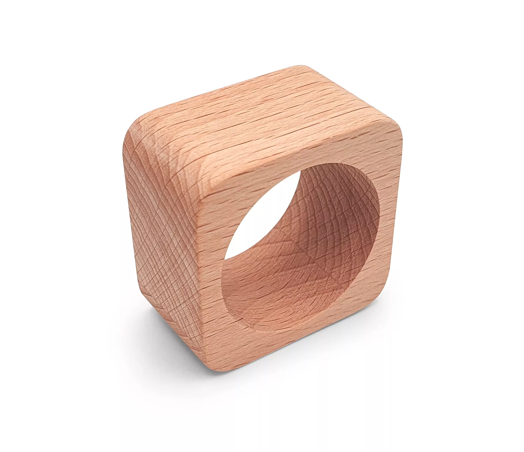 Rond de serviette en hêtre, carré