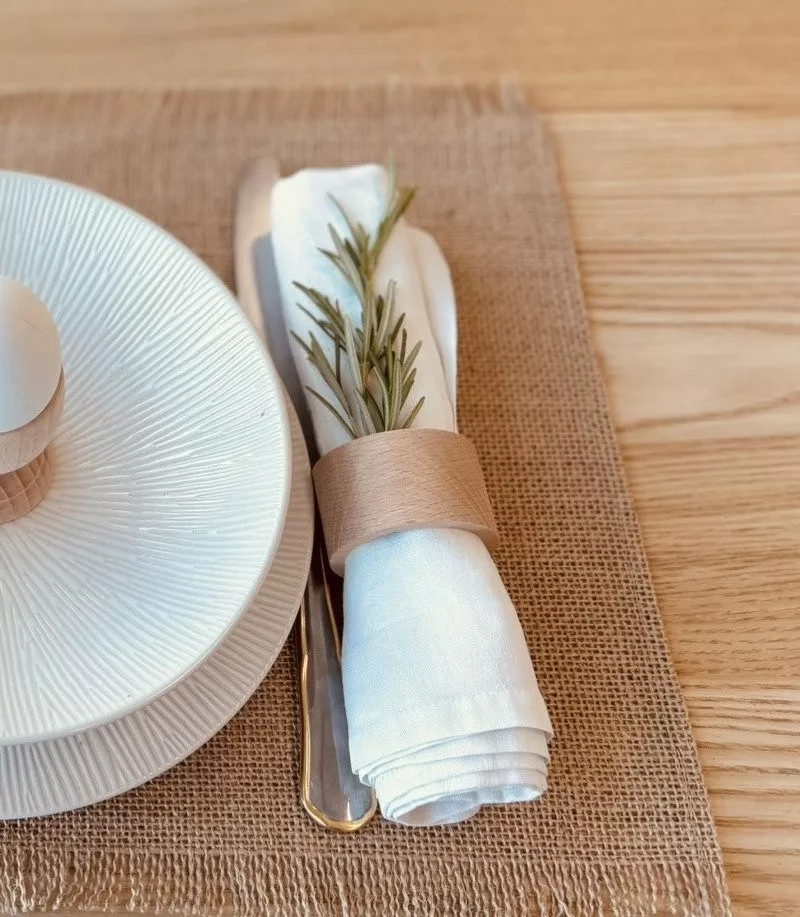 Rond de serviette en hêtre, rond