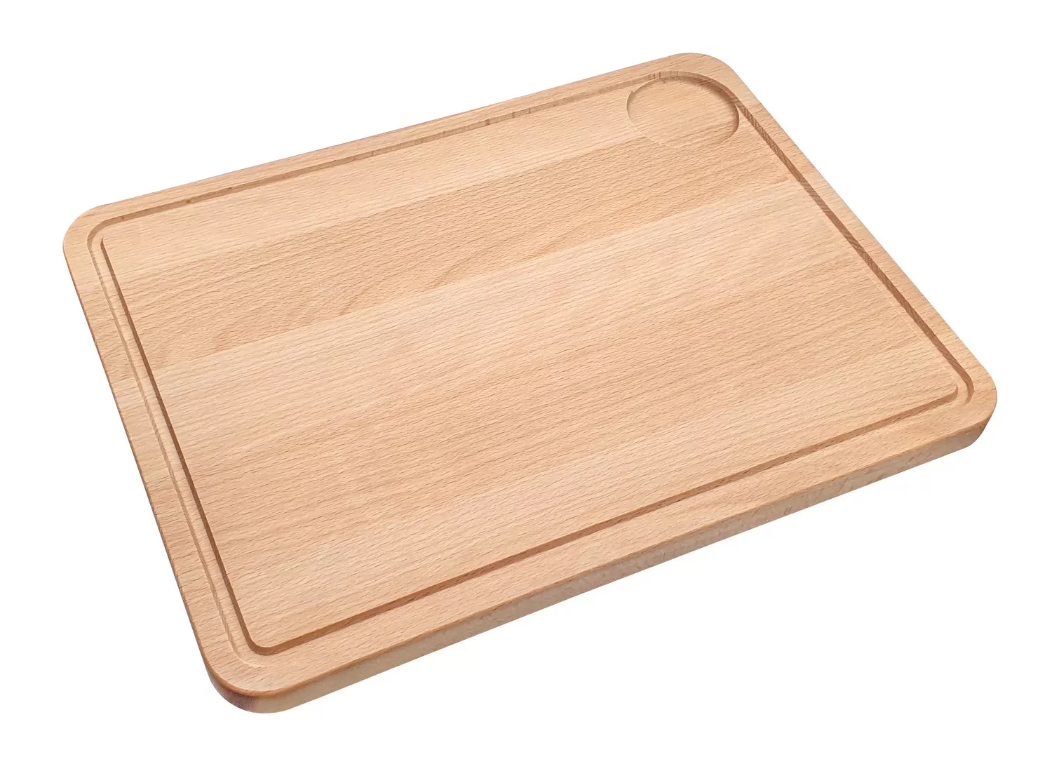 Planche à découper avec rainure et récupérateur de jus, en hêtre