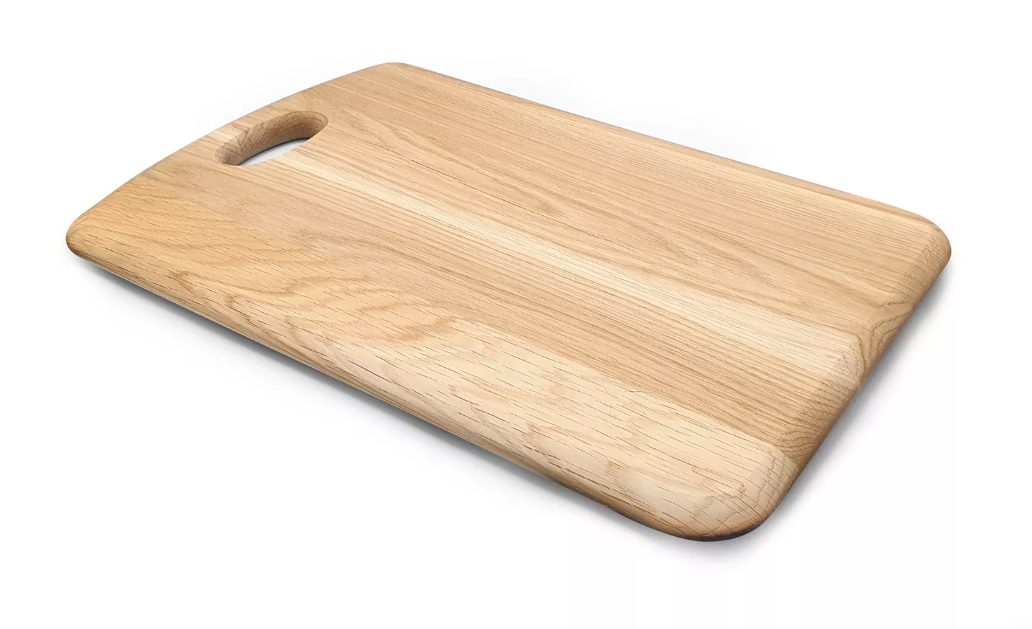 Planche à découper aux bords arrondis et poignée en chêne
