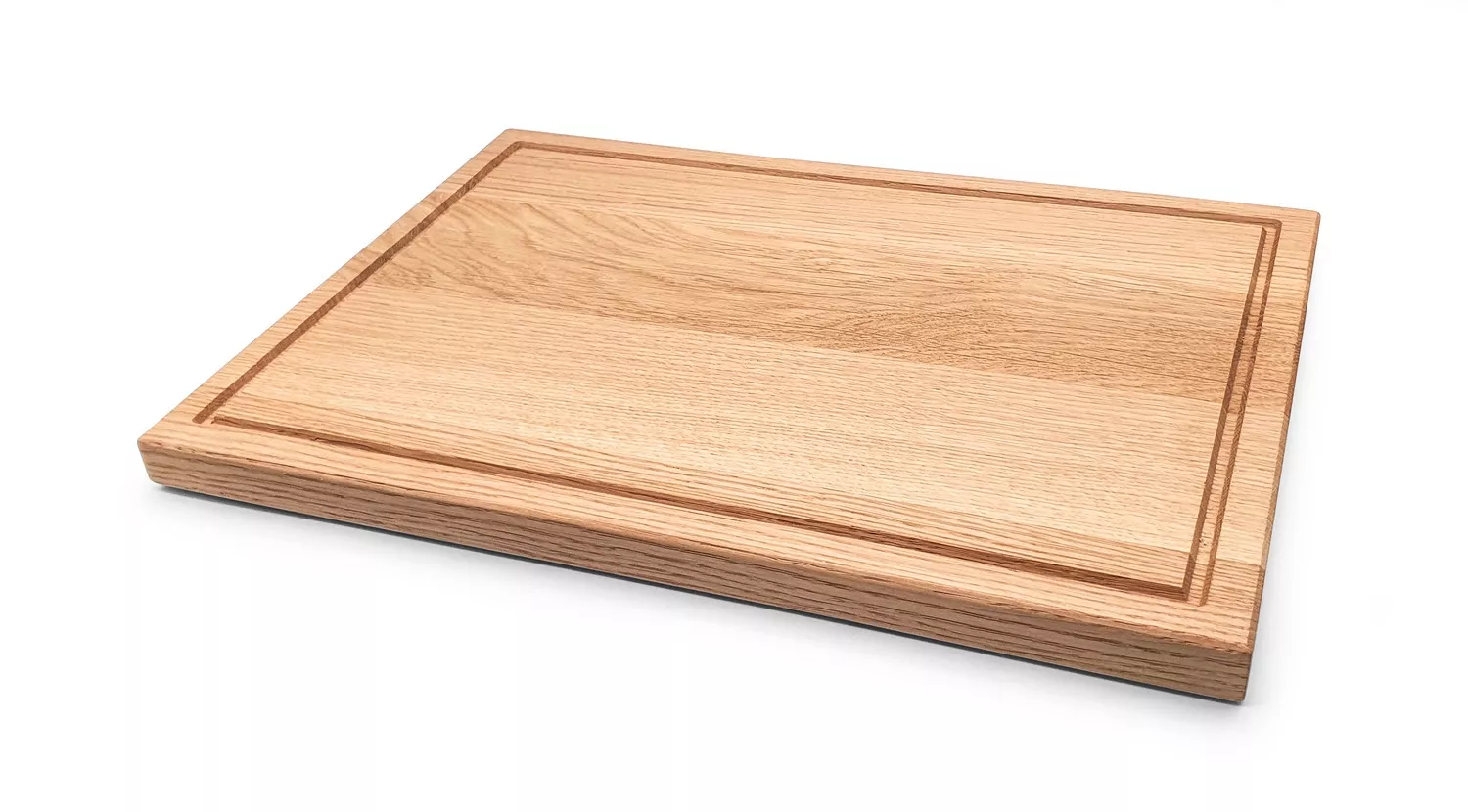 Planche à découper rectangulaire avec rainure à jus en chêne