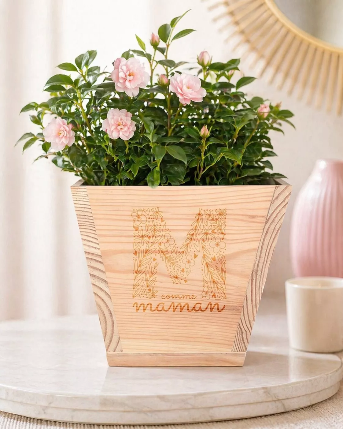 Pot de fleurs en pin, carré