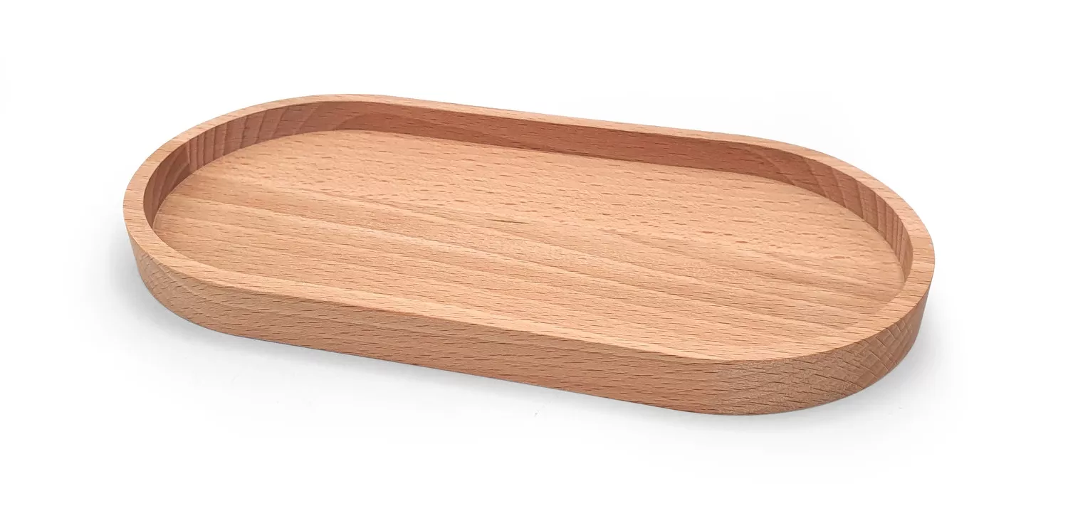 Plateau décoratif ovale en hêtre