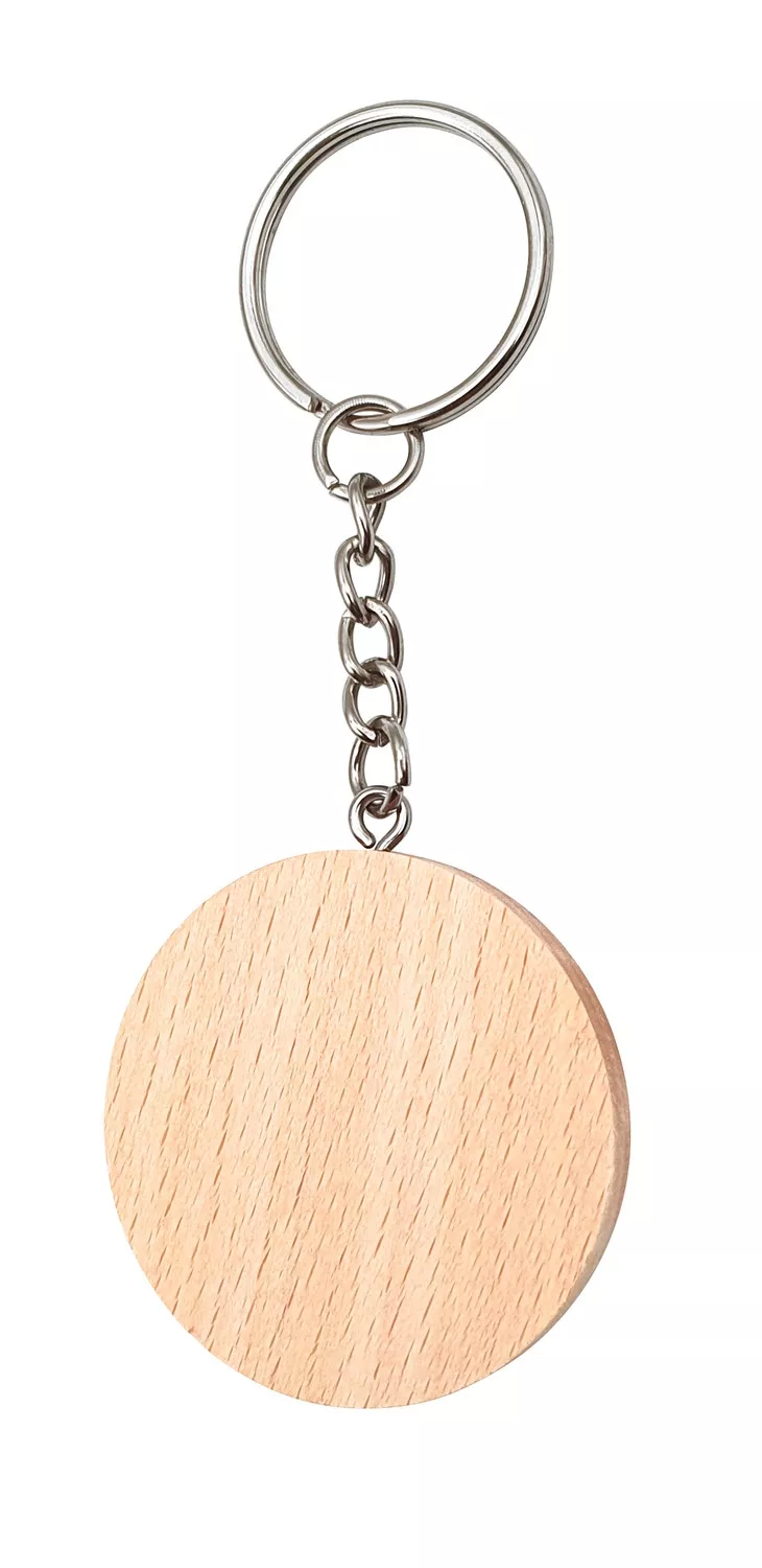 Porte clés rond en hêtre diam. 4cm