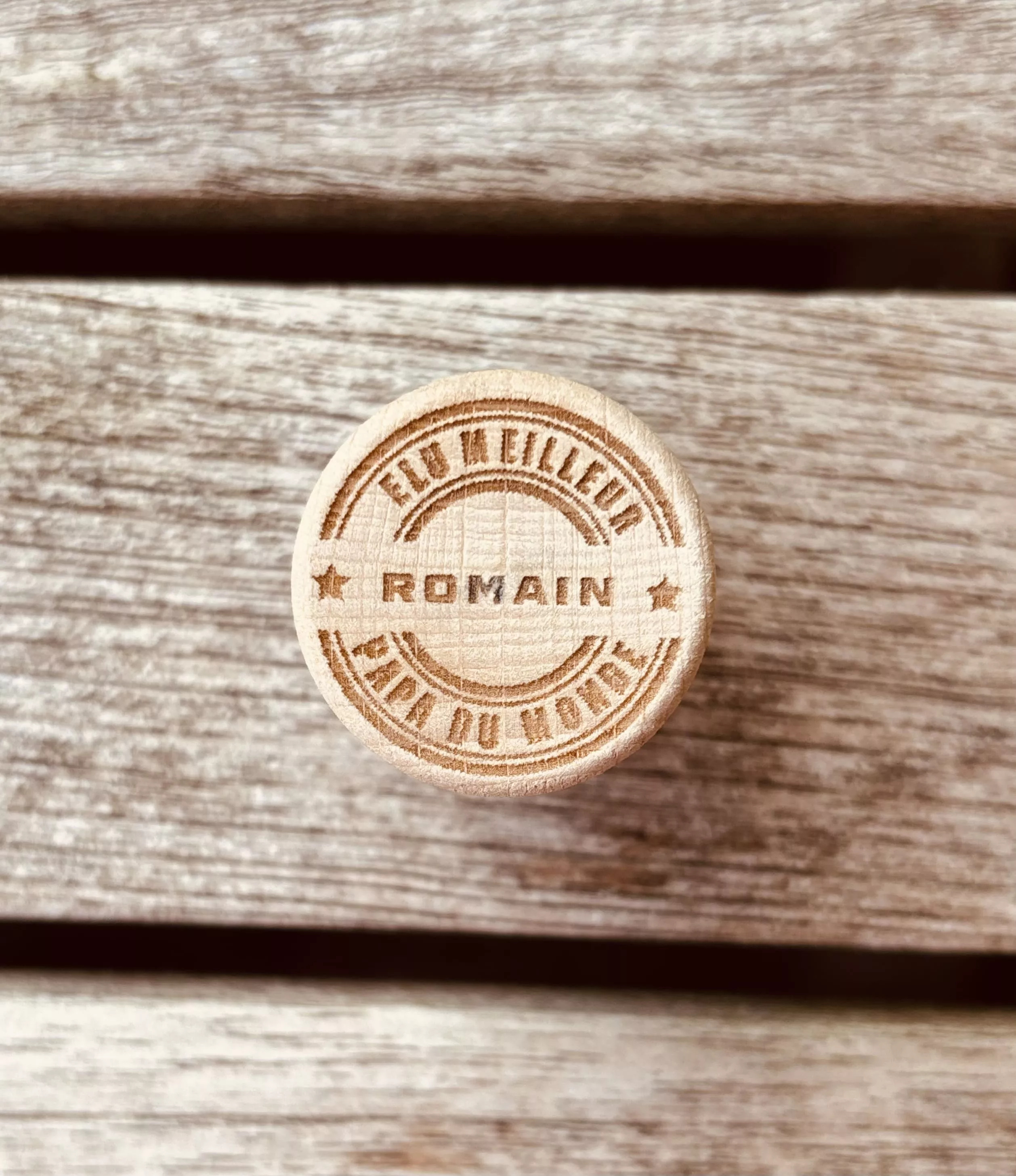 Bouchon tête en hêtre et corps en liège naturel pour bouteille de vin