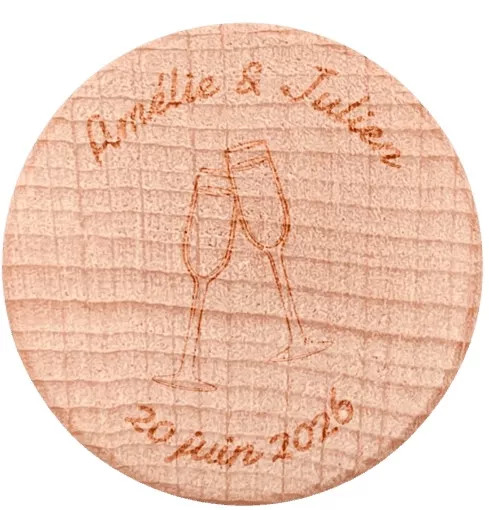 Bouchon tête en hêtre et corps en liège naturel pour bouteille de vin